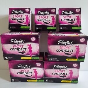 Playtex Sport Compact Plastic Tampons, Unscented, Regular/Super, 36ct , 18ct.